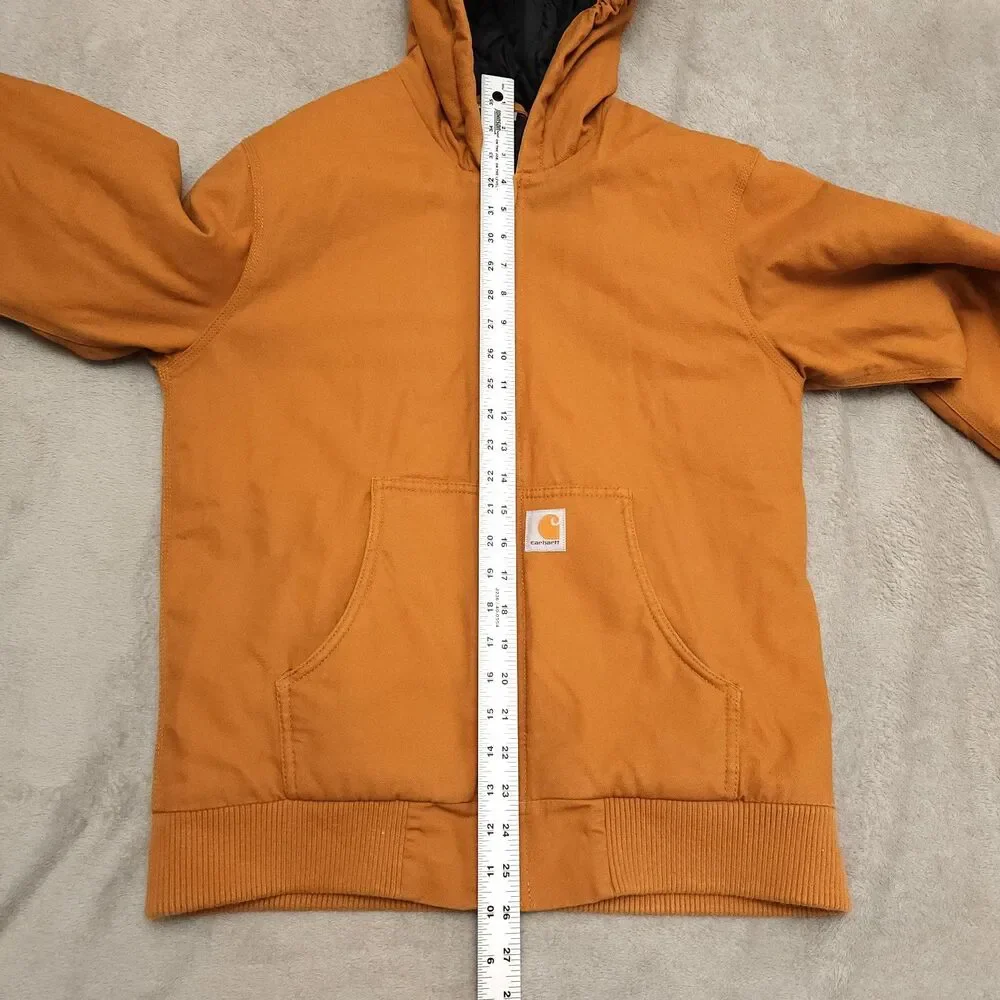 Carhartt Jacket Youth Size Large ( 14-16) Tan Duck Canvas Insulated Quilt Lined